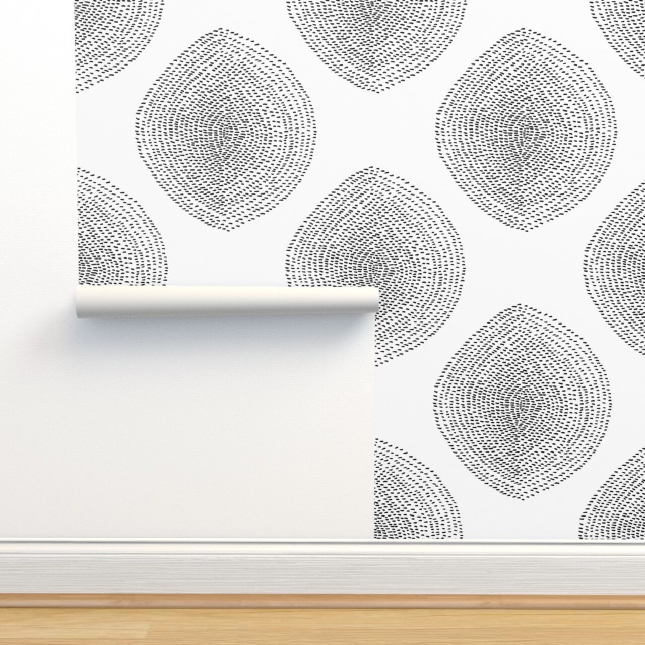 Boho Black White Modern Abstract Custom Pre-pasted Wallpaper by Spoonflower Pre-Pasted Wallpaper 2FT Wide